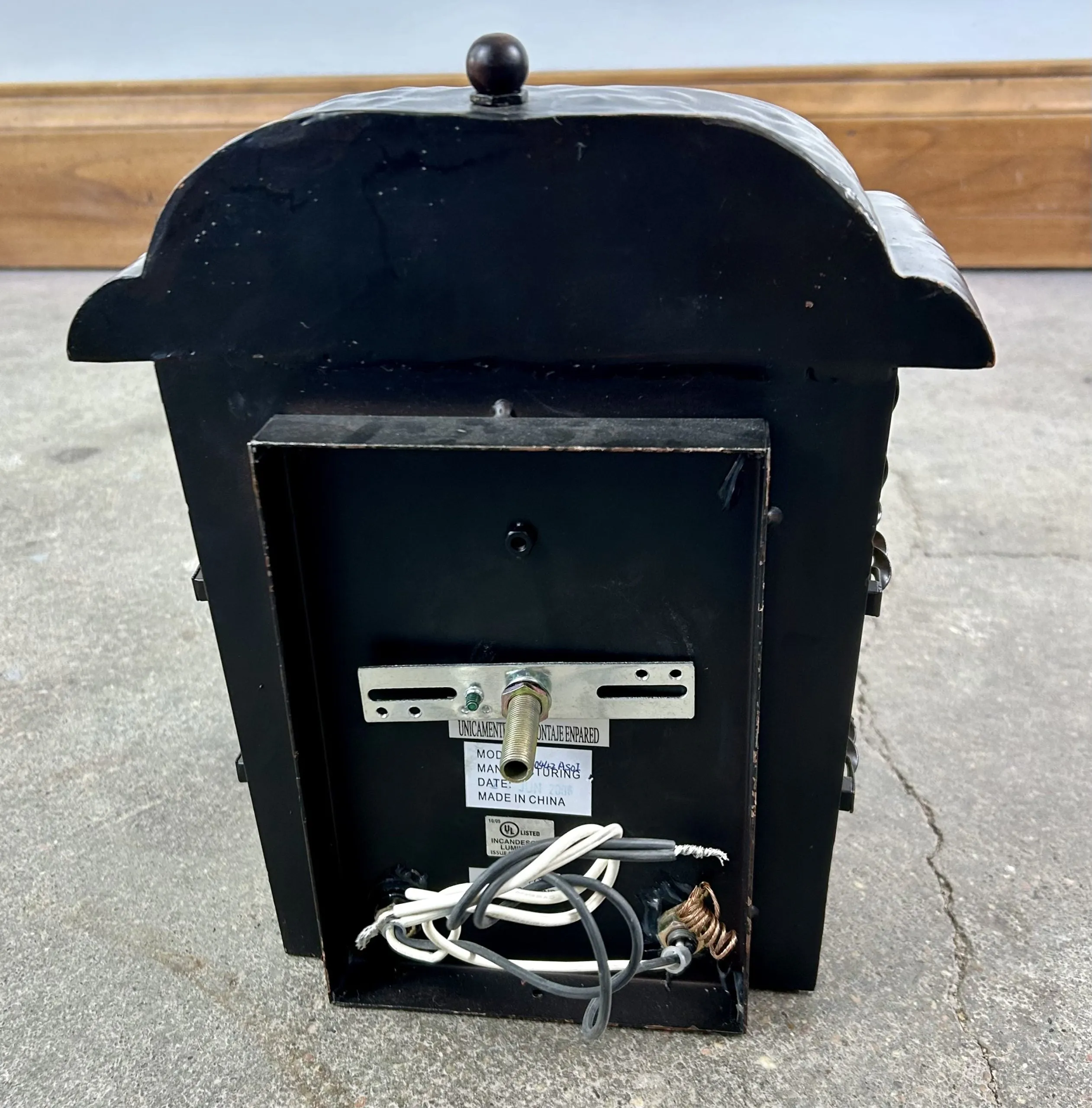 Exterior Wall Light, Bronze Metal, Double Light, Poured Green Glass