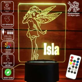 Fairy Princess Personalised Name 3D LED Night Light Childrens Lamp