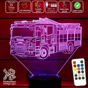 Fire Engine Rescue Truck  Personalised 3D LED Night Light Lamp