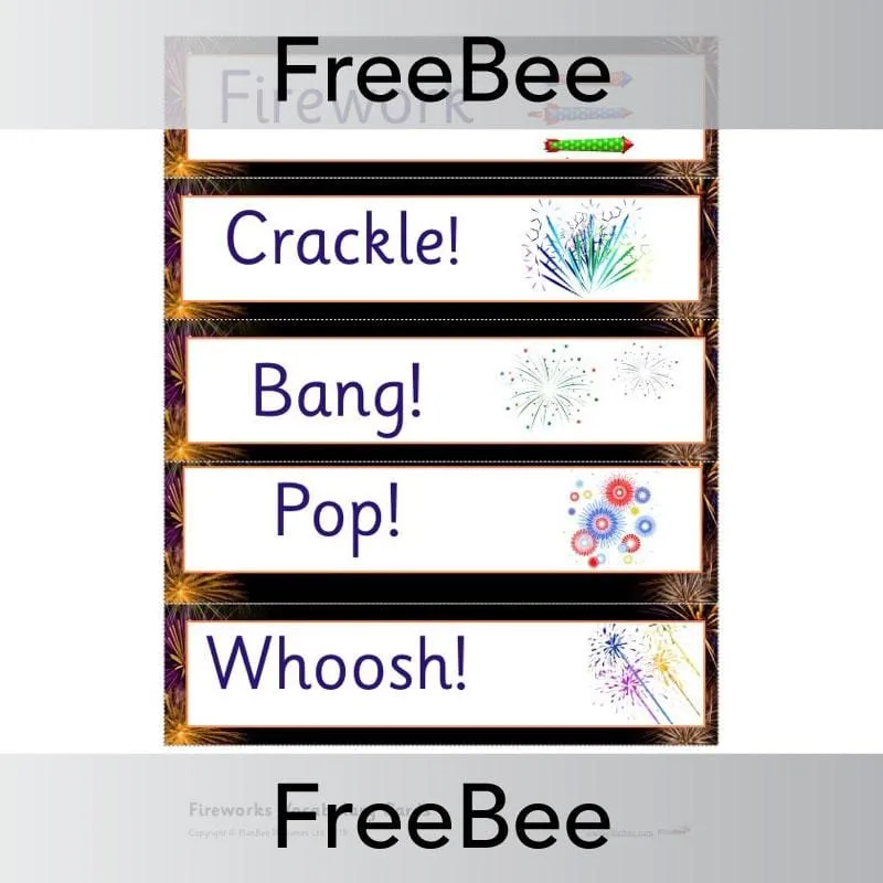 Firework Display Word Cards and Pictures
