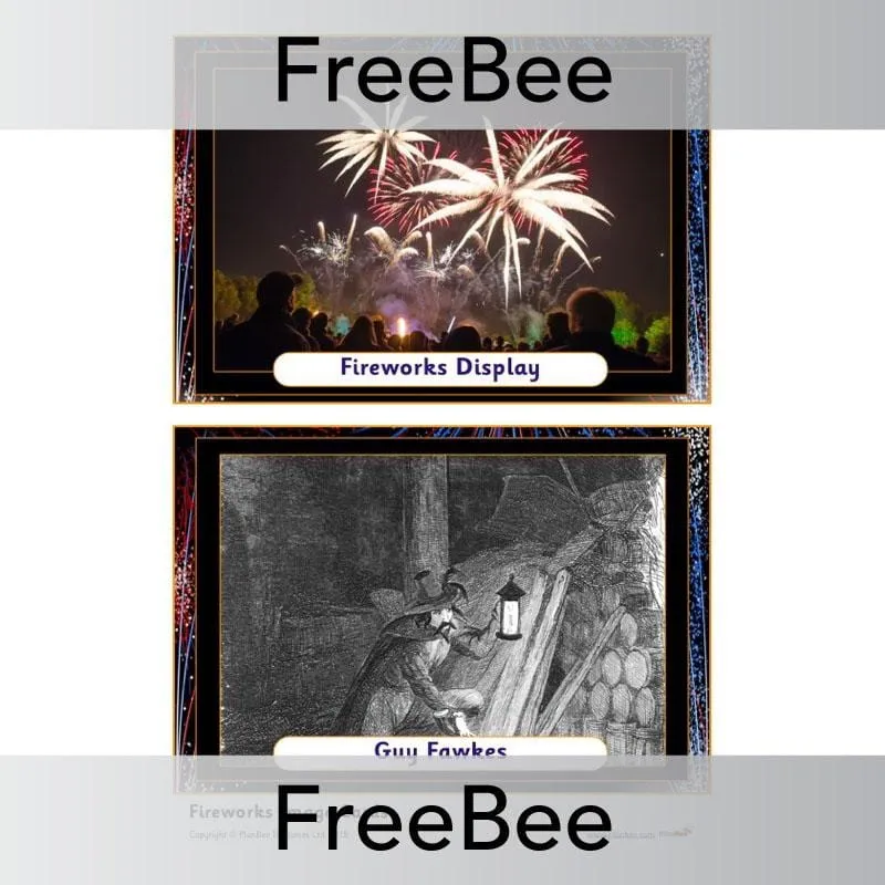 Firework Display Word Cards and Pictures
