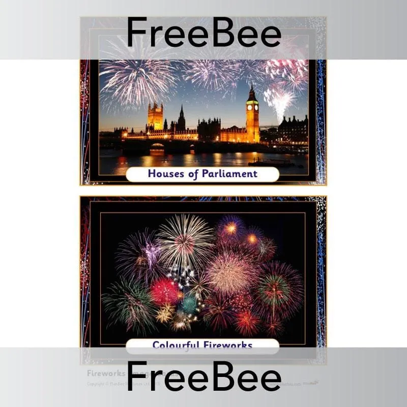 Firework Display Word Cards and Pictures