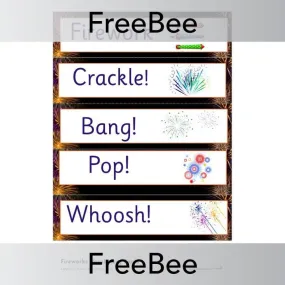Firework Display Word Cards and Pictures