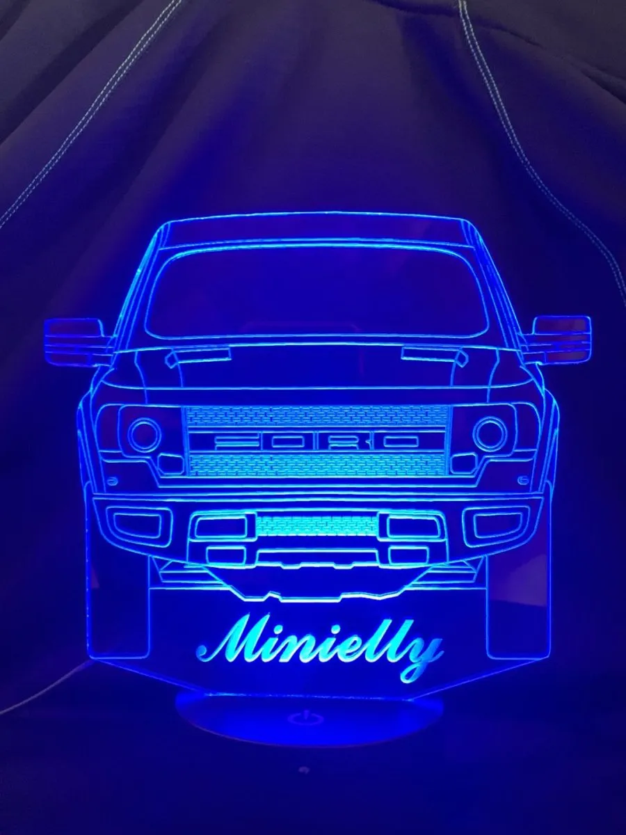 Ford Raptor Personalised Name 3D LED Night Light Lamp