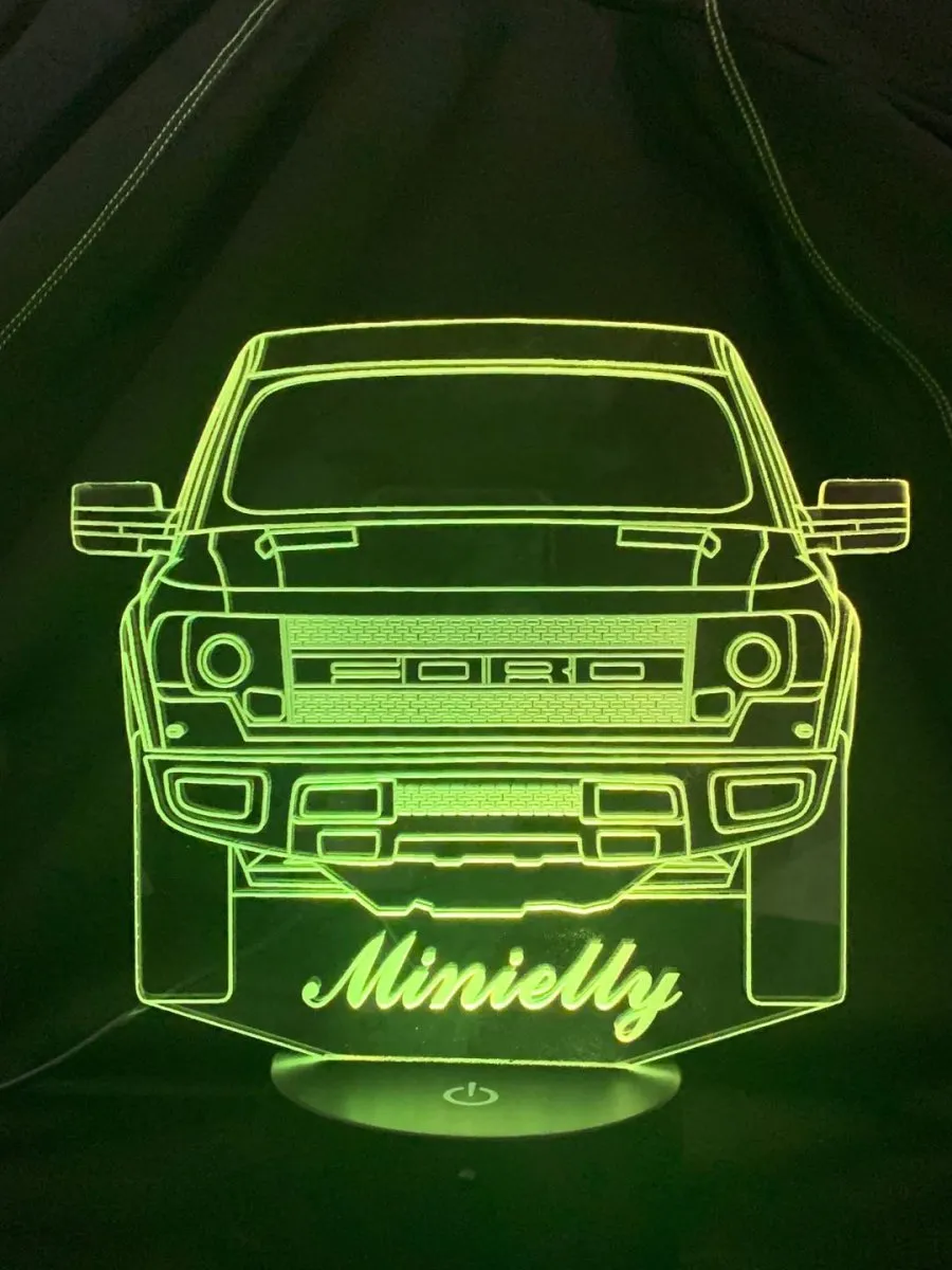Ford Raptor Personalised Name 3D LED Night Light Lamp
