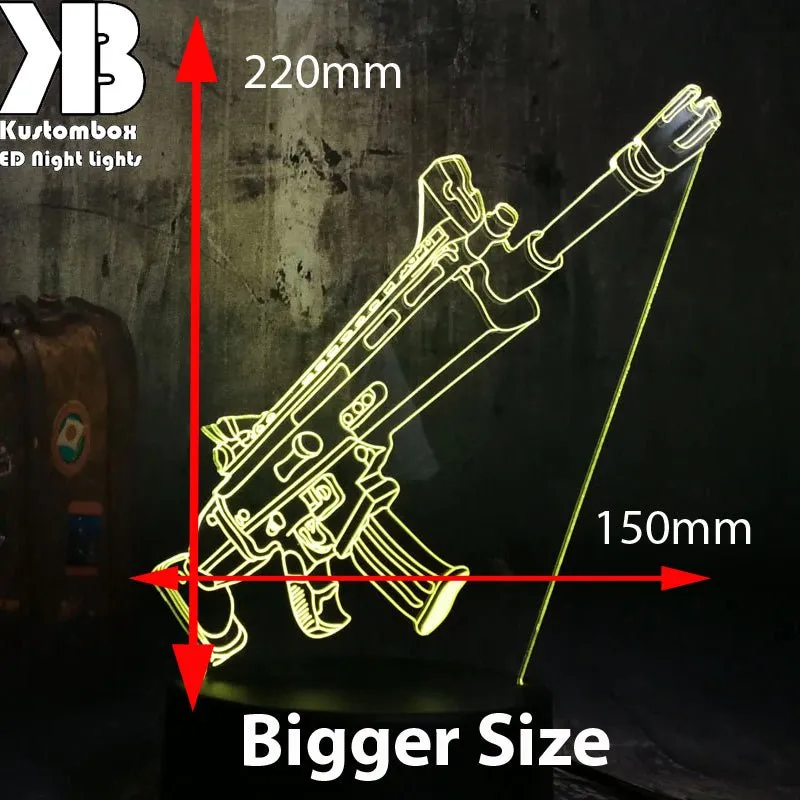 Fortnite Battle Royal Machine Gun Gaming 3D LED Night Light Gamer Room Lamp