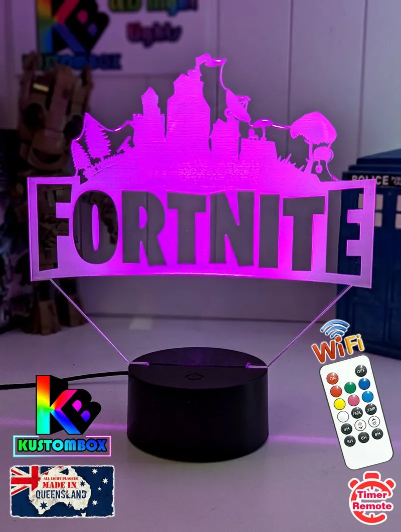 Fortnite Game Logo 3D LED Night Light Lamp for Gamers Room