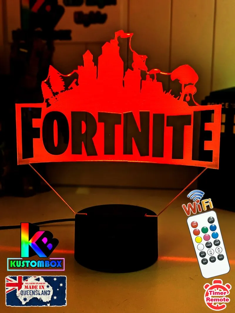 Fortnite Game Logo 3D LED Night Light Lamp for Gamers Room