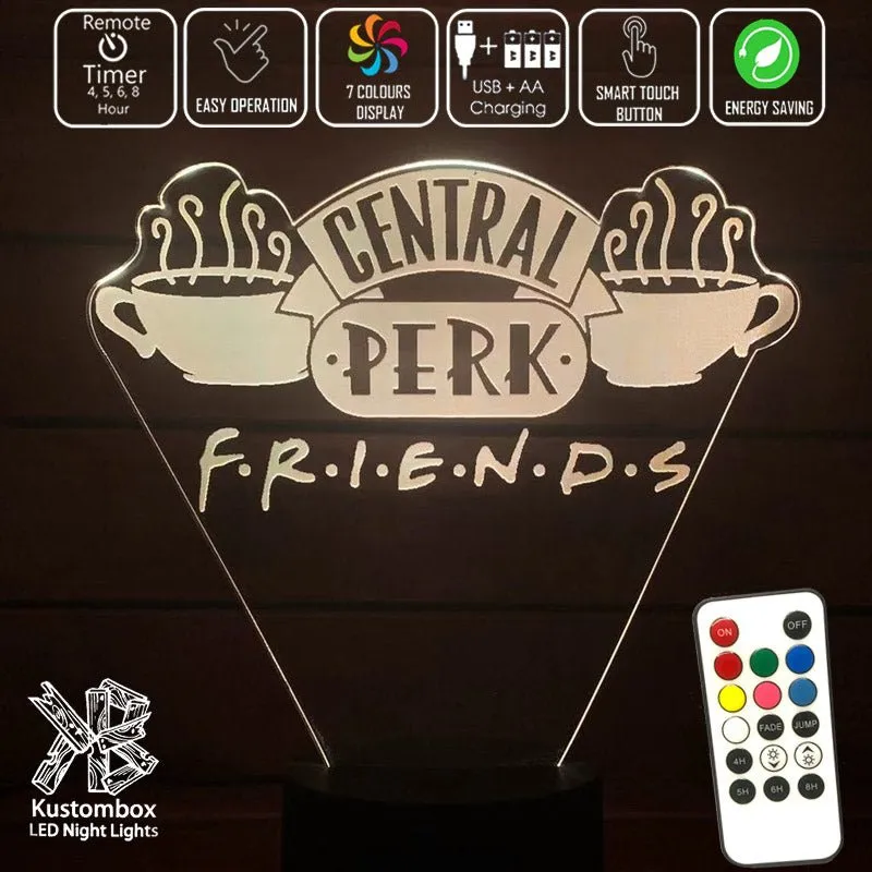 Friends Cafe Perk Logo 3D LED Night Light Lamp