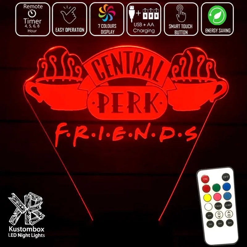 Friends Cafe Perk Logo 3D LED Night Light Lamp