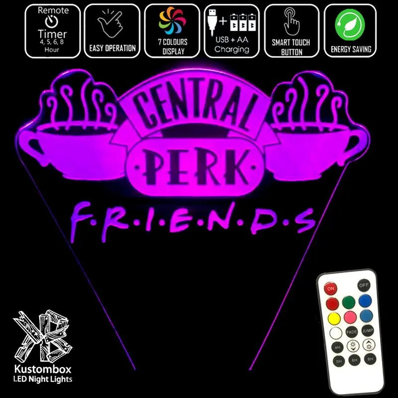 Friends Cafe Perk Logo 3D LED Night Light Lamp