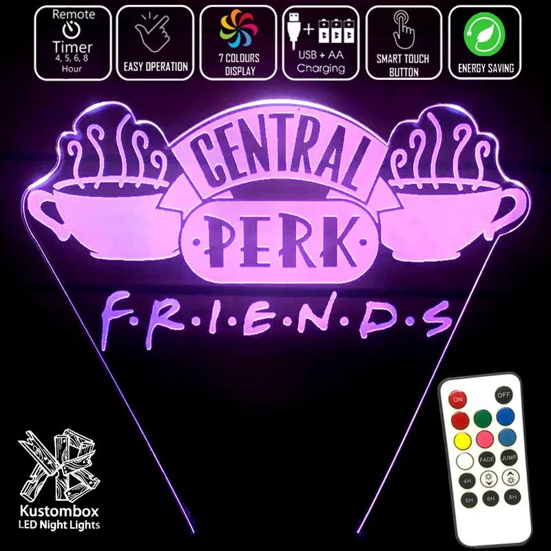 Friends Cafe Perk Logo 3D LED Night Light Lamp