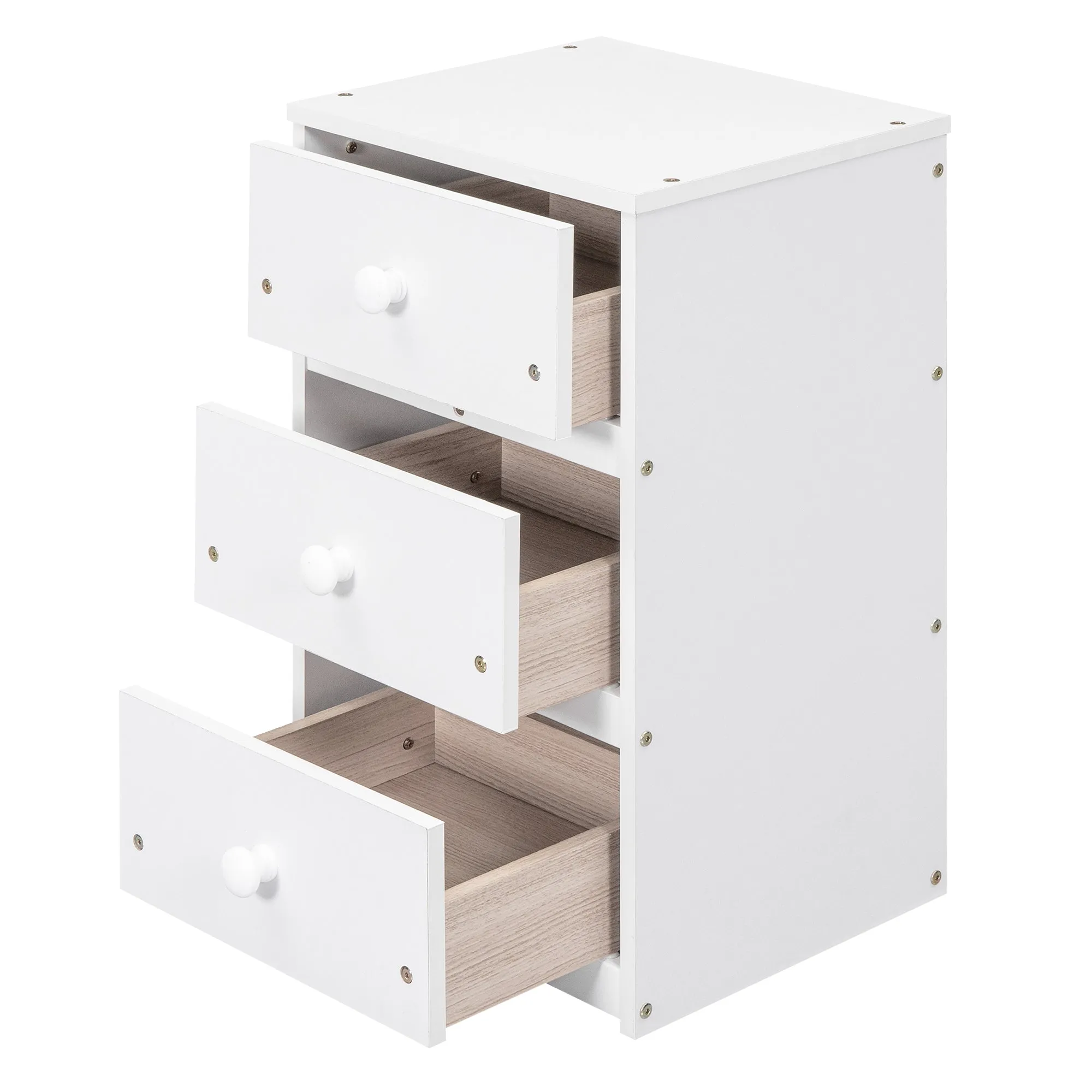 Full Size Loft Bed with Multi-storage Desk, LED light and Bedside Tray, Charging Station, White