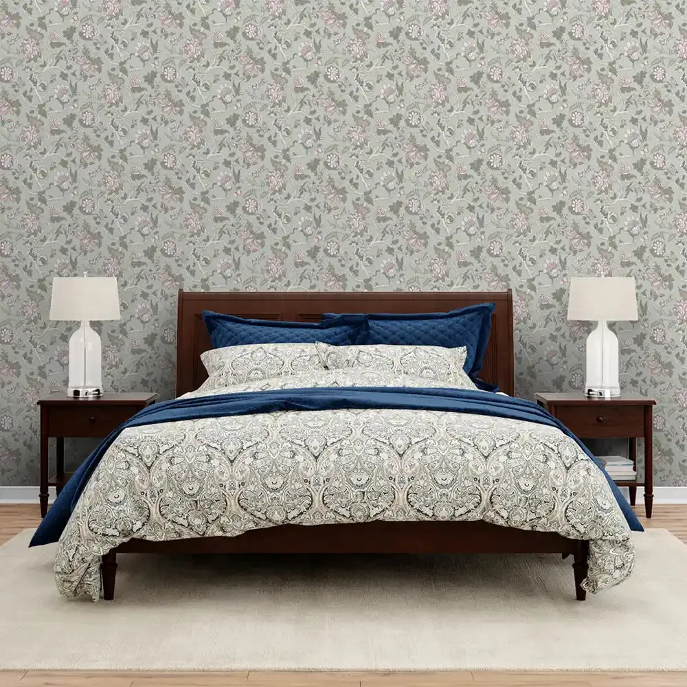 Gardenia Design Wallpaper Roll in Light Green Color