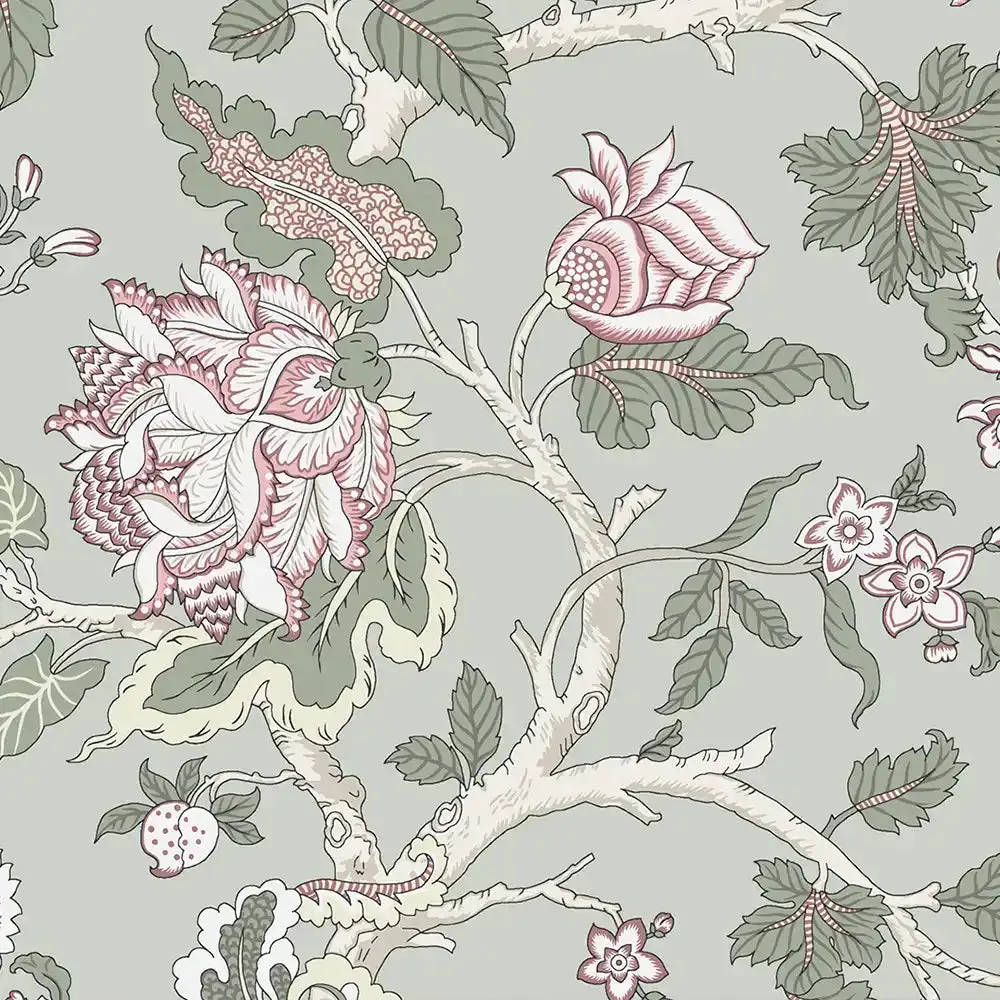 Gardenia Design Wallpaper Roll in Light Green Color