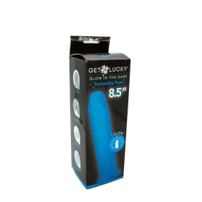 Get Lucky 8.5' Glow in the Dark Periwinkle Peen Dildo