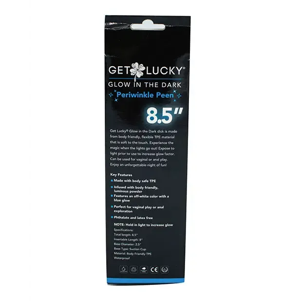 Get Lucky 8.5" Glow in the Dark Periwinkle Peen Dildo