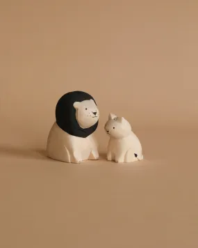 Handmade Tiny Wooden Animals - Lion Family Set of 2