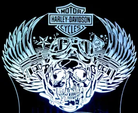 Harley Davidison Skull Piston Motorbike 3D LED Night Light Lamp