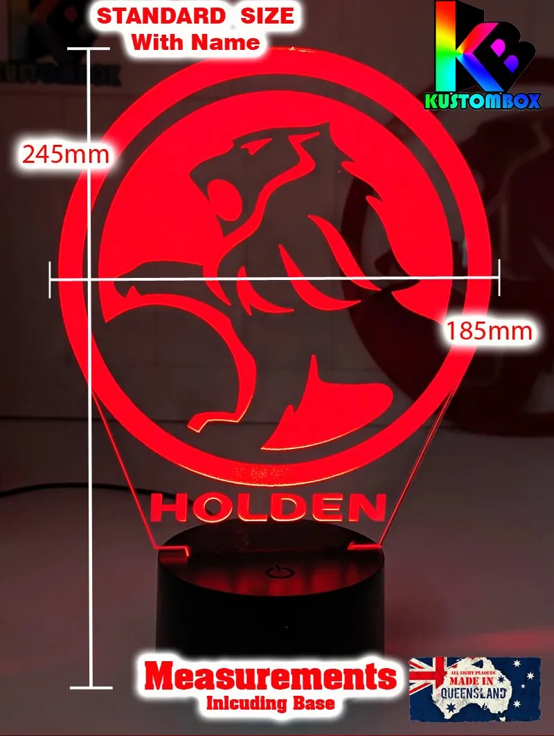 Holden Car Badge Logo Personalised Name 3D LED Night Light