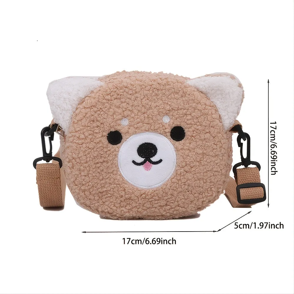 Kawaii Crossbody Bag, Animal Shaped Plush Bag, Cute Cat Design Crossbody Bag For Autumn And Winter
