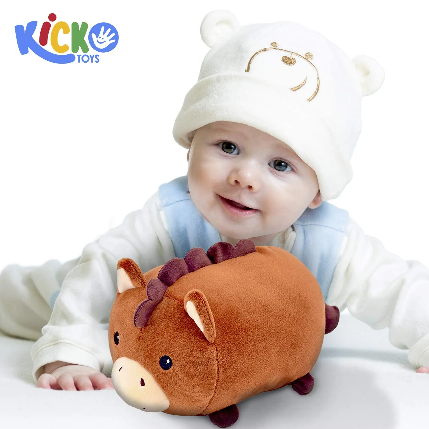 Kicko Horse Travel Pillow - 1 Piece - 10 Inch, Stuffed Animal Toy - for Hugging, Kids
