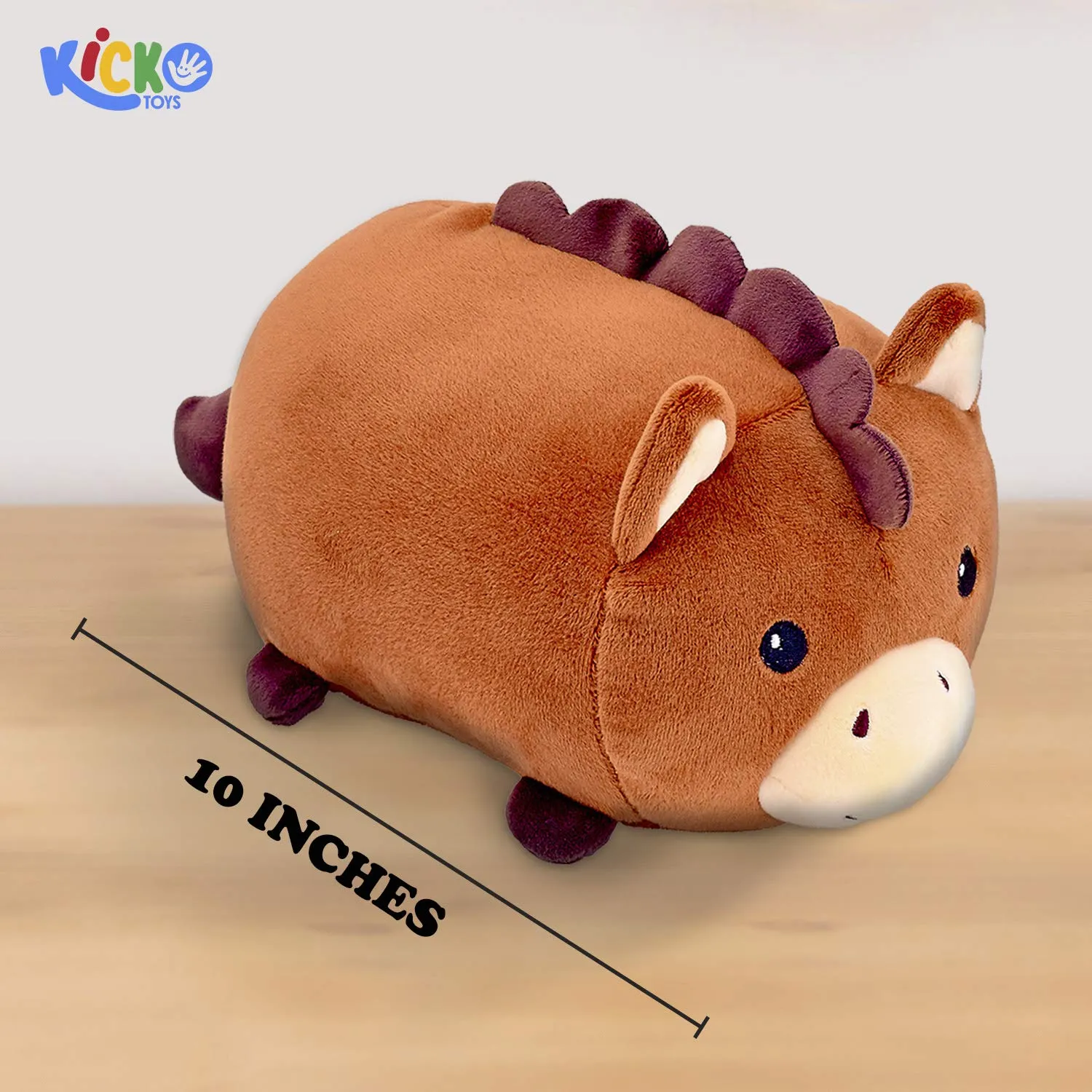 Kicko Horse Travel Pillow - 1 Piece - 10 Inch, Stuffed Animal Toy - for Hugging, Kids