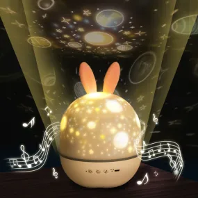 Kids Cute Rabbit Deer Projector Light Rotating Bluetooth Remote Control Projection Lamp