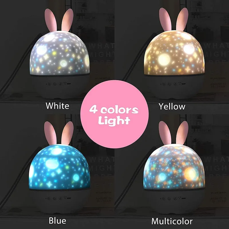 Kids Cute Rabbit Deer Projector Light Rotating Bluetooth Remote Control Projection Lamp