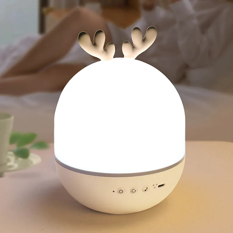 Kids Cute Rabbit Deer Projector Light Rotating Bluetooth Remote Control Projection Lamp