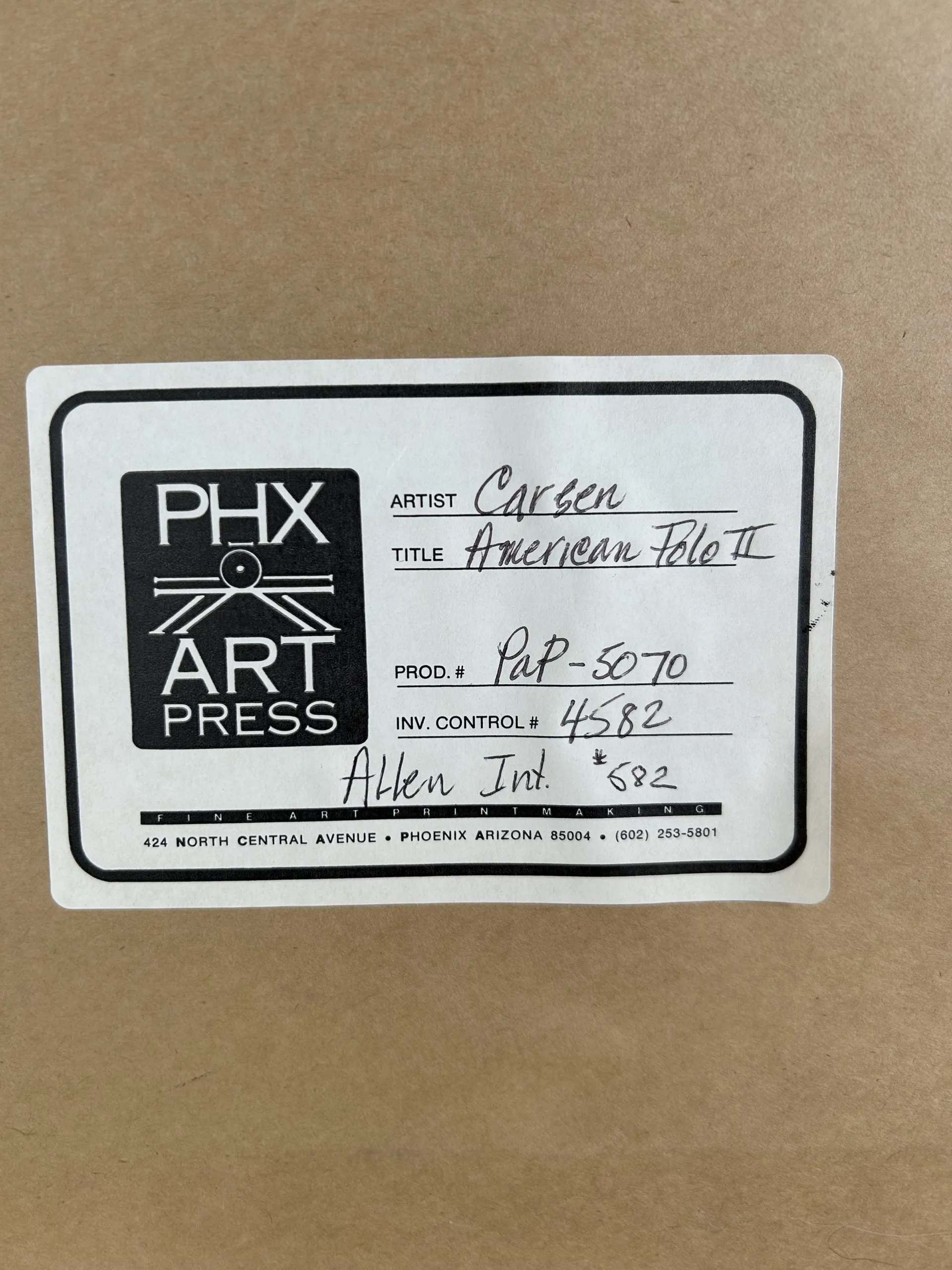 Lars Carsen Original Art, American Polo lll, Framed, Signed by Artist