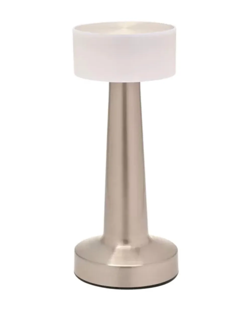 LED Light Up Silver Touch Lamp With Flat White Glass Shade
