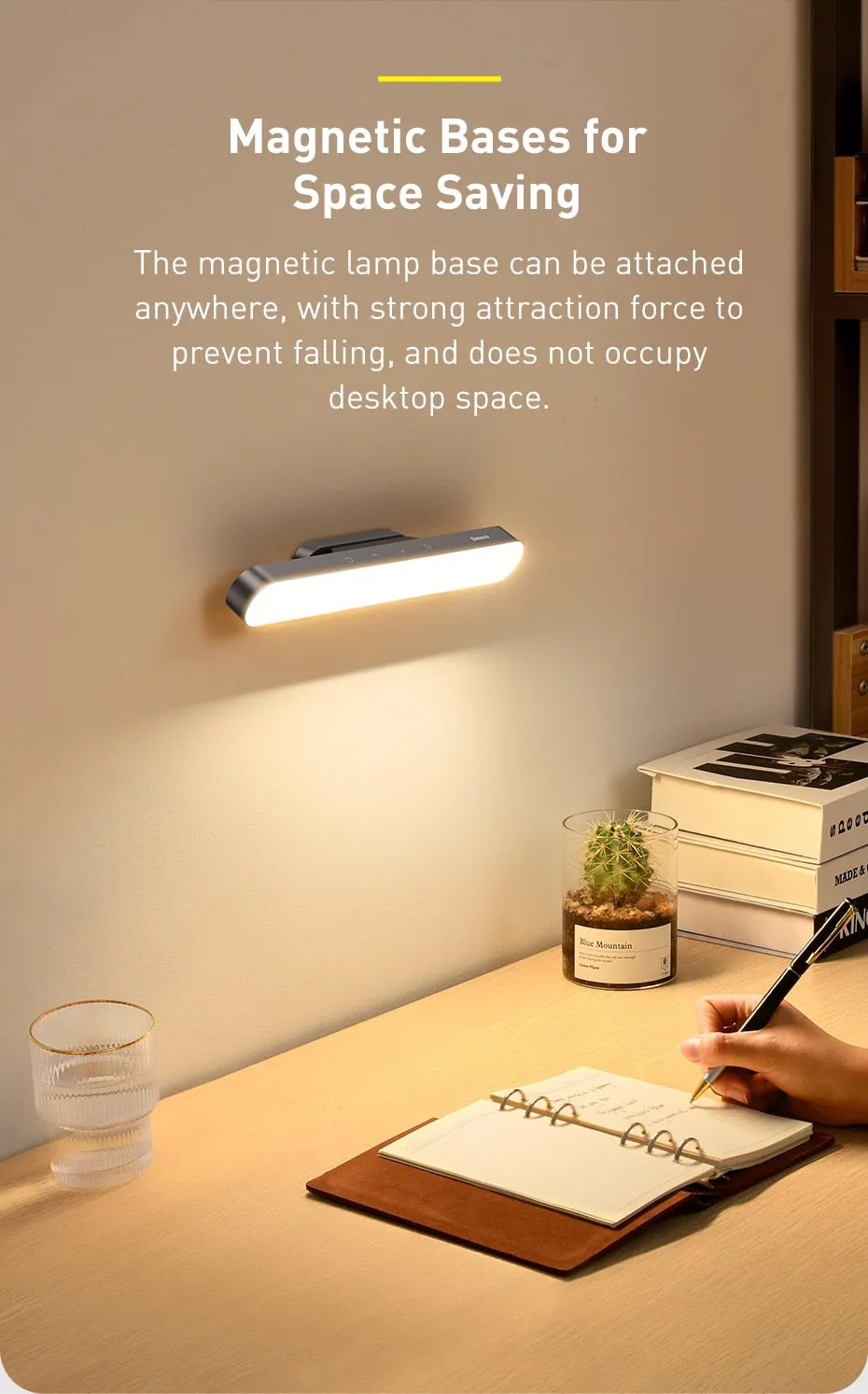 LED Table Lamp Magnetic Desk Lamp Hanging Wireless Touch Night Light for Study Reading Lamp Stepless Dimming USB Light