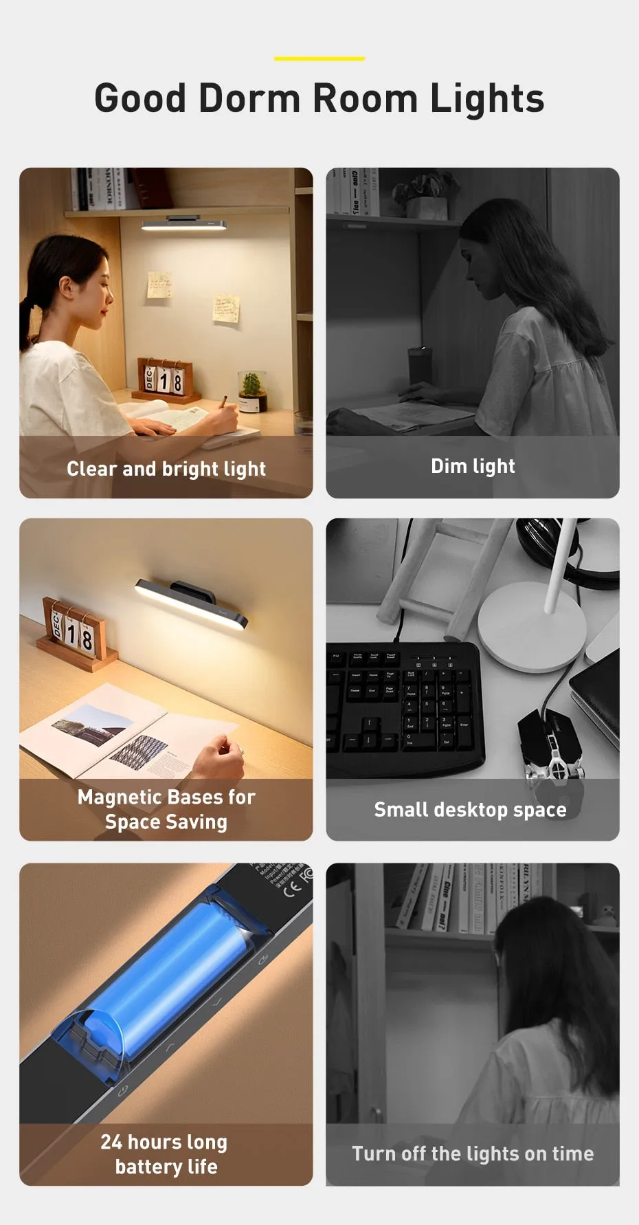 LED Table Lamp Magnetic Desk Lamp Hanging Wireless Touch Night Light for Study Reading Lamp Stepless Dimming USB Light