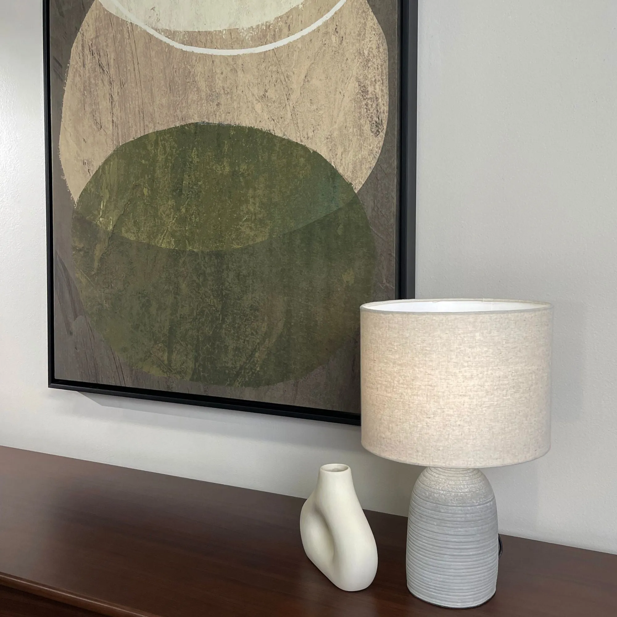 Linus Table Lamp - Concrete/Linen - 36cm