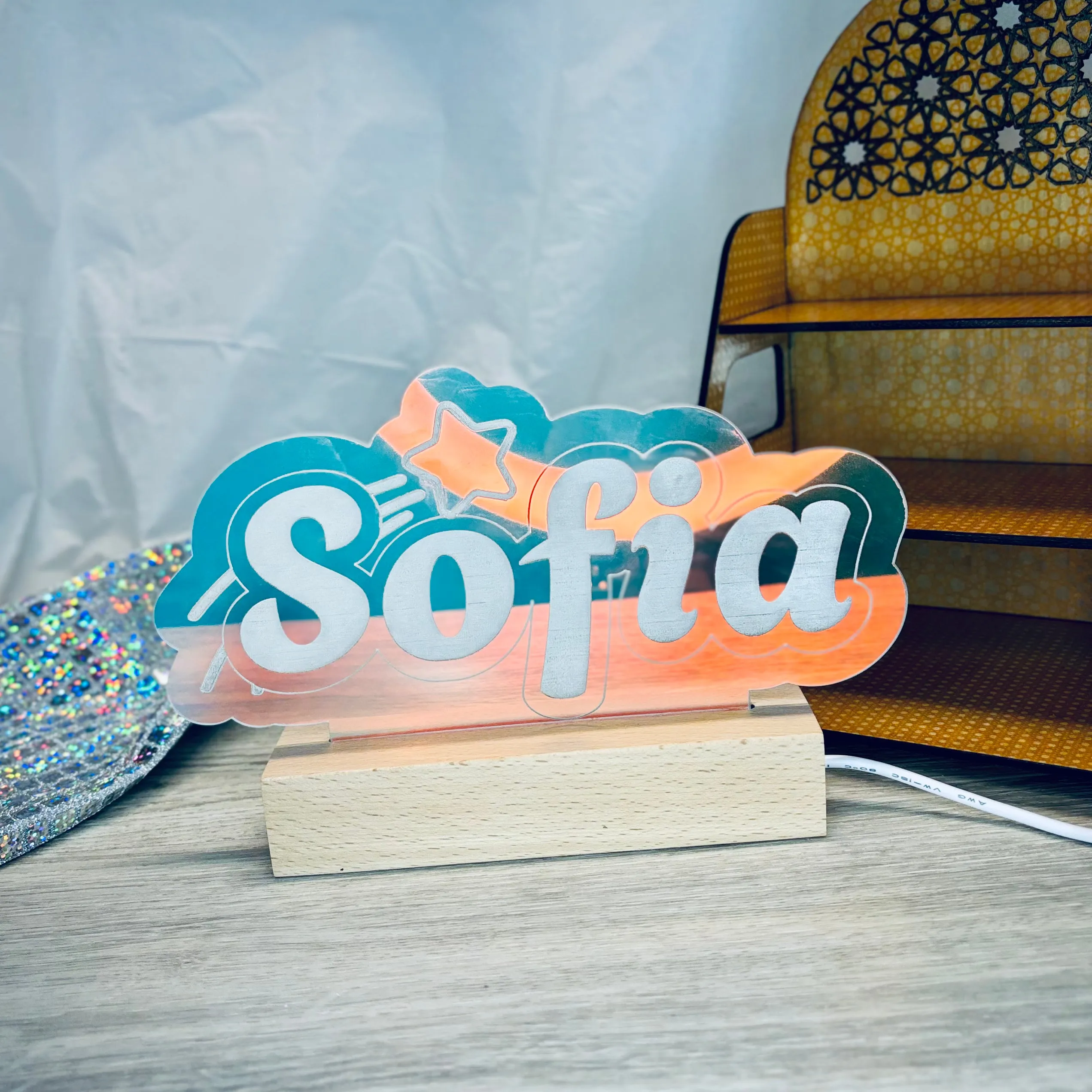Made to Order Custom Name Lights - Iridescent Acrylic Color Changing Light
