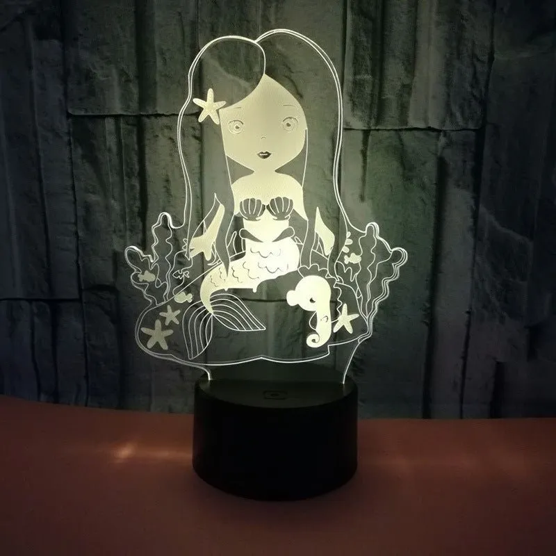 Mermaid Sea Princess 3D LED Night Light Lamp
