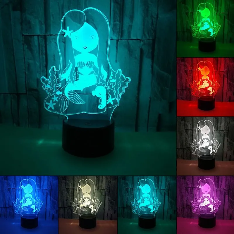 Mermaid Sea Princess 3D LED Night Light Lamp