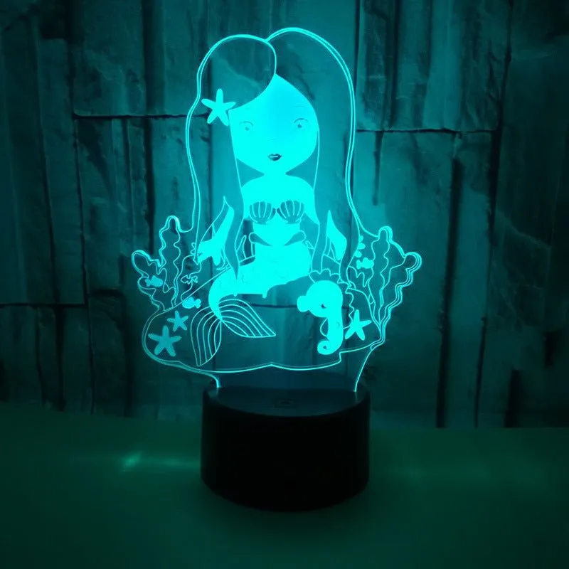 Mermaid Sea Princess 3D LED Night Light Lamp