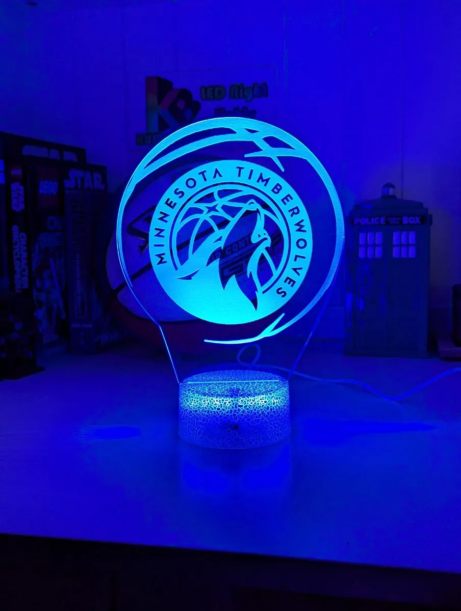 Minessota Timberwolves Basketball 3d LED Night Light Lamp