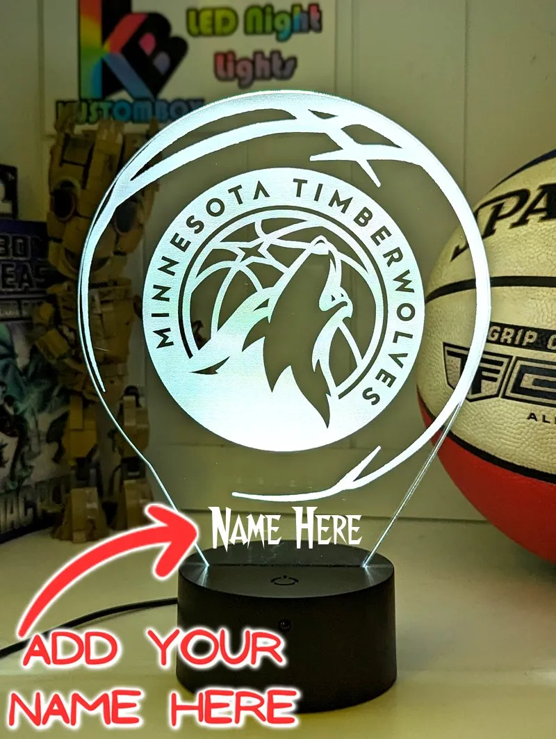 Minessota Timberwolves Basketball 3d LED Night Light Lamp