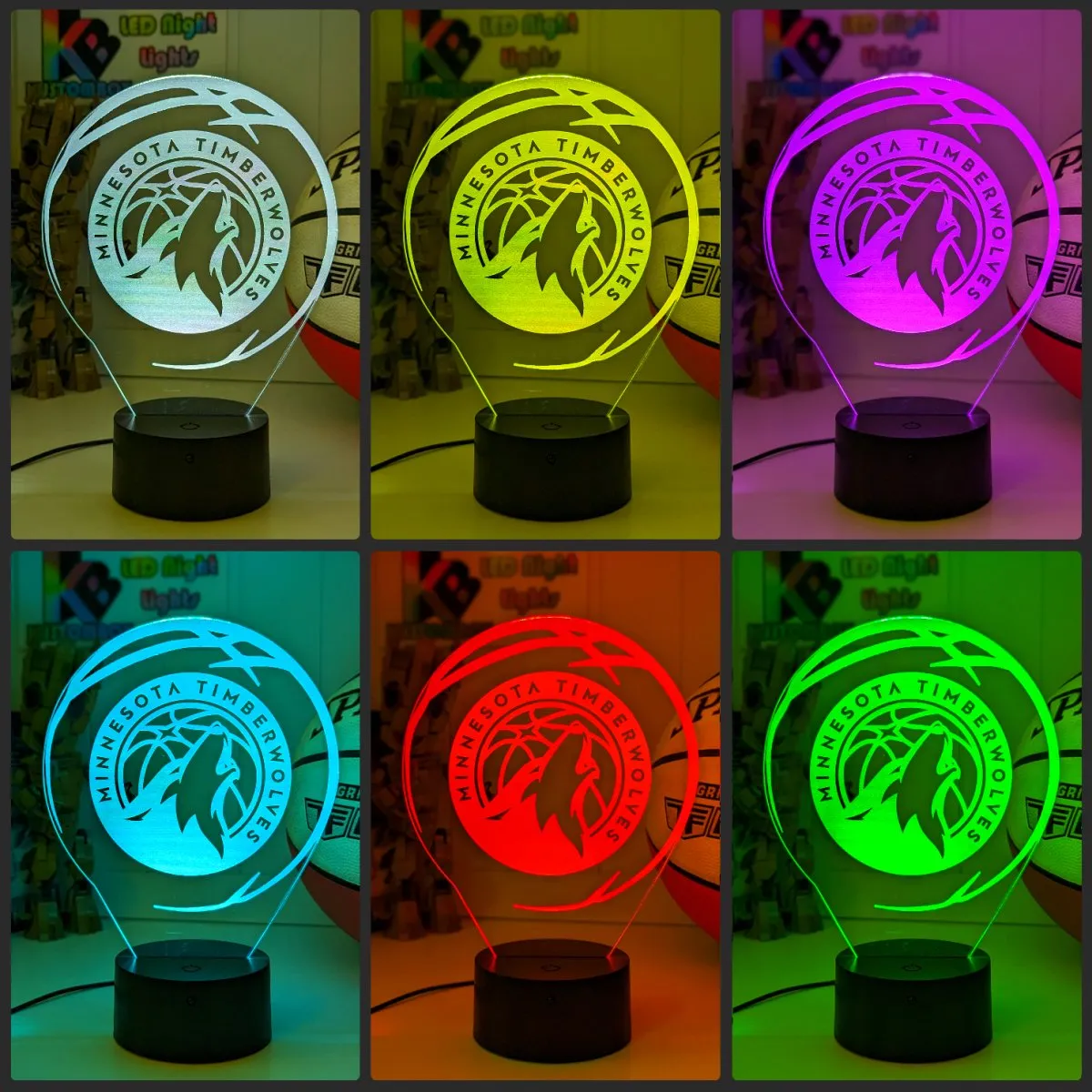 Minessota Timberwolves Basketball 3d LED Night Light Lamp