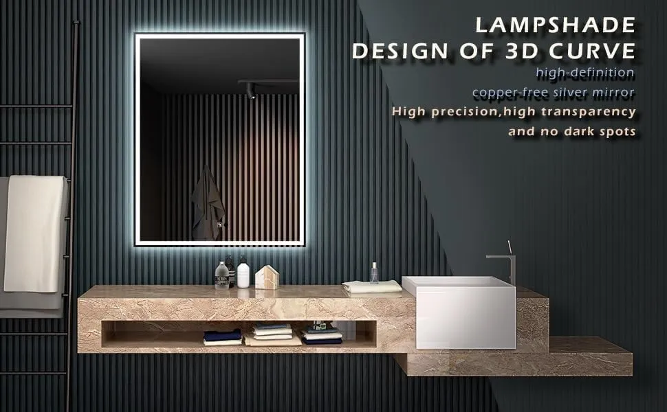 Modern Glass Wall Mounted Rectangular Backlit Led Mirror with Touch Sensor 3 Light Mode | Bathroom Mirror with Led Lights | Stylish Long Mirror for Bedroom Washbasin Lighting Mirror (15 x 18 Inch)