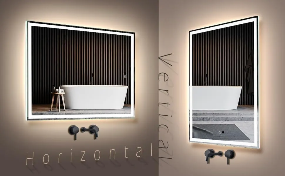 Modern Glass Wall Mounted Rectangular Backlit Led Mirror with Touch Sensor 3 Light Mode | Bathroom Mirror with Led Lights | Stylish Long Mirror for Bedroom Washbasin Lighting Mirror (15 x 18 Inch)