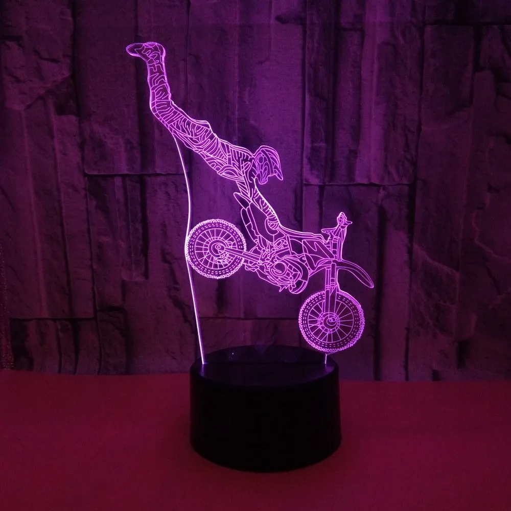 Motocross Dirt Bike Rider 3D LED Night Light Lamp