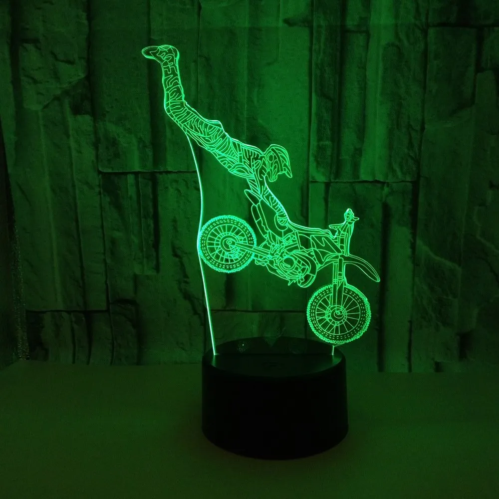 Motocross Dirt Bike Rider 3D LED Night Light Lamp