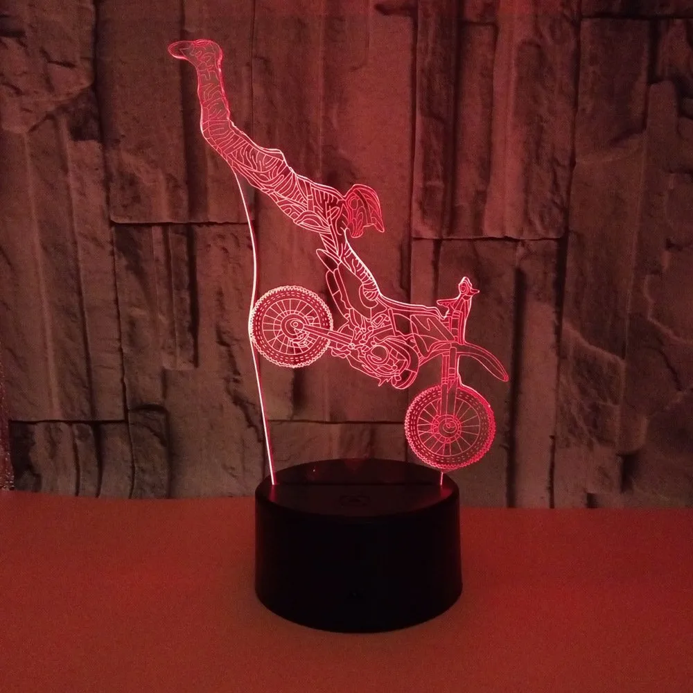 Motocross Dirt Bike Rider 3D LED Night Light Lamp
