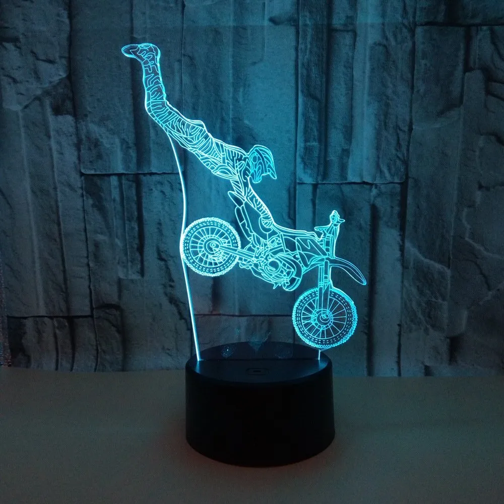 Motocross Dirt Bike Rider 3D LED Night Light Lamp