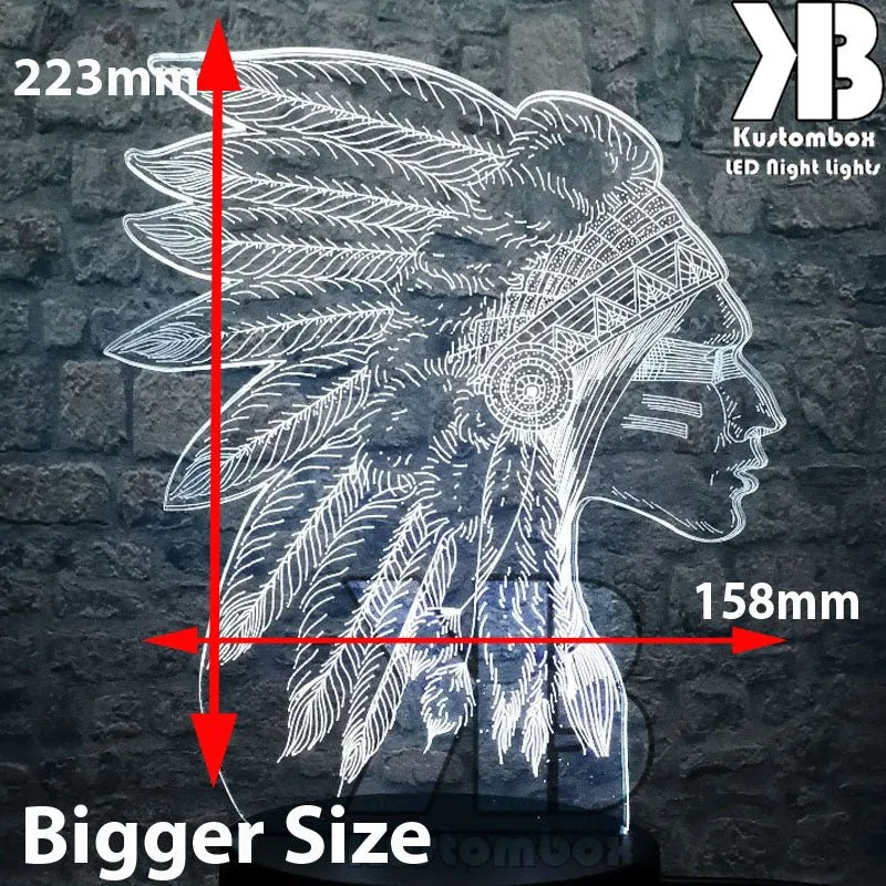 Native American Indian Cheif 3D LED Night Light Lamp