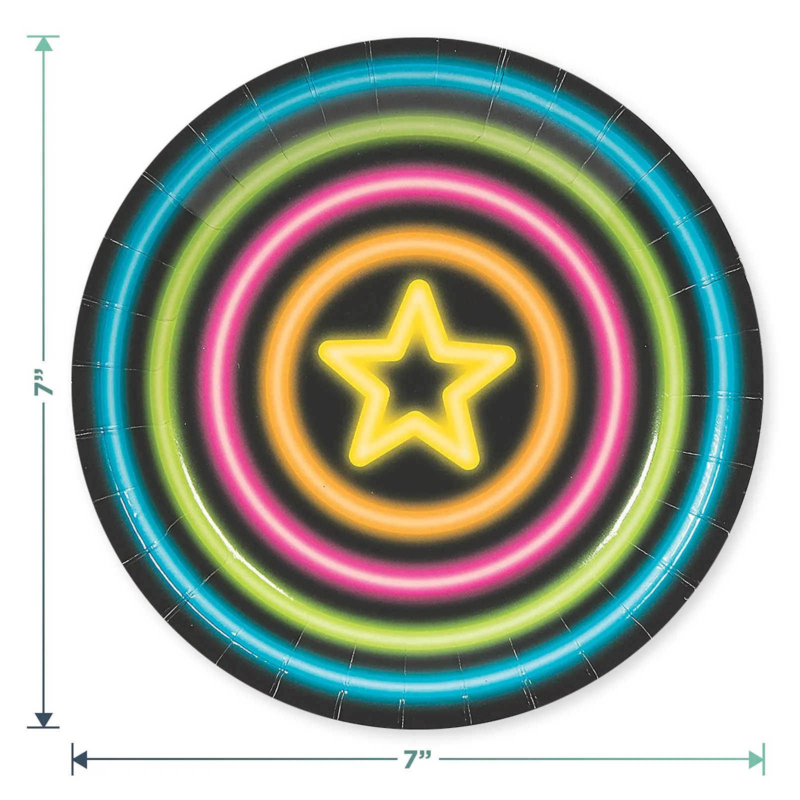 Neon Party Glow Paper Dessert Plates and Beverage Napkins (Serves 16)